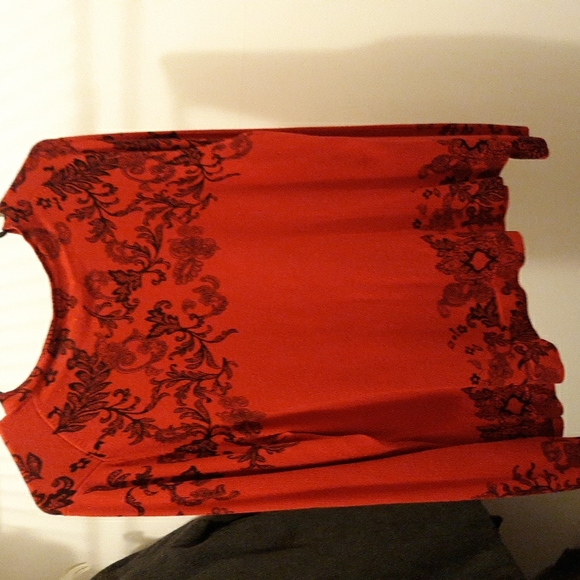 Womens red button up sweater with black details - Picture 2 of 3